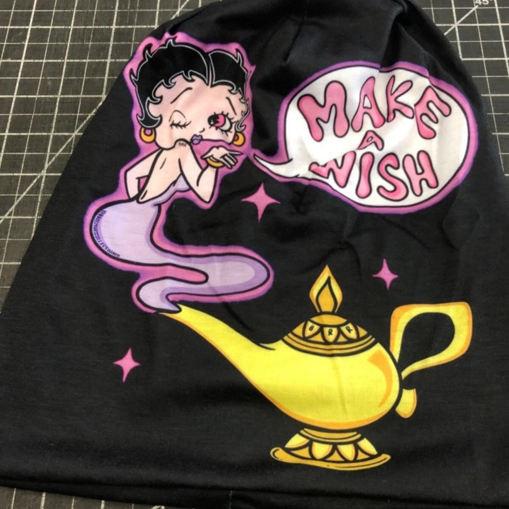 Betty Boop Genie Black Beanie make a wish
